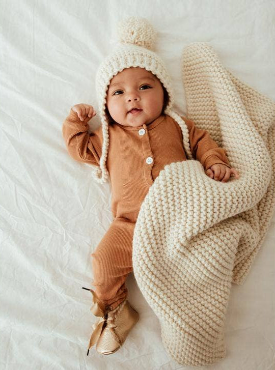 Natural Stitch Knit Baby Blanket