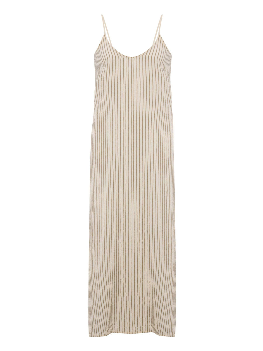 Yaz Dress - Khaki Green Stripes