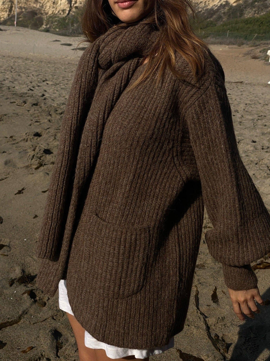 Dylan Knitted Alpaca Coat: Oat / O/S