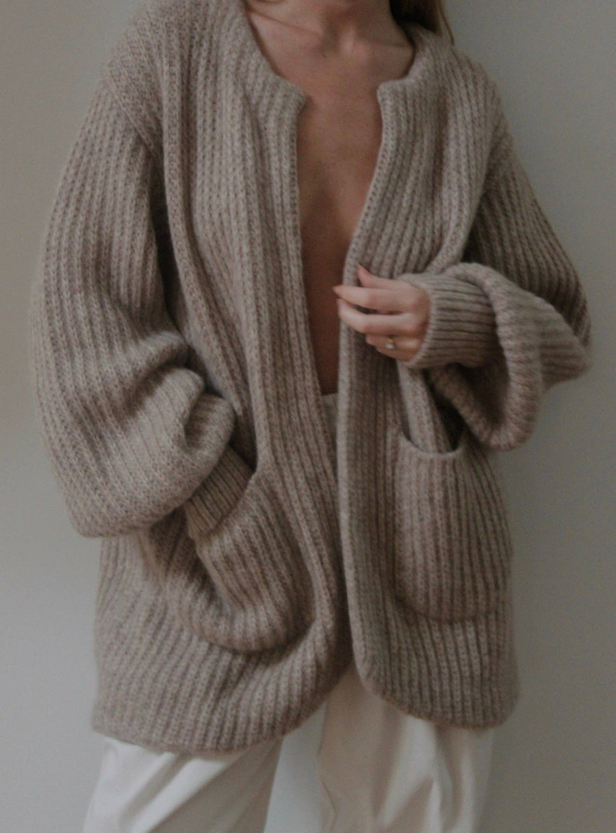 Dylan Knitted Alpaca Coat: Oat / O/S