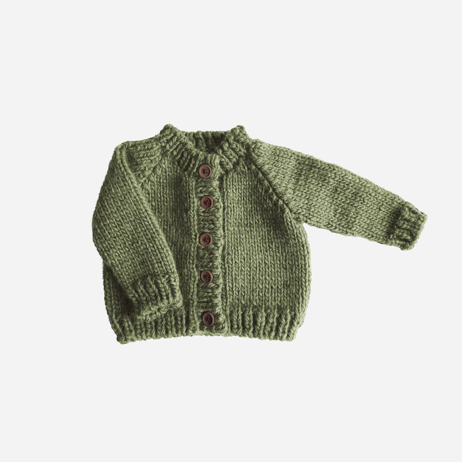 Classic Cardigan, Olive | Baby & Kids Winter Sweater: XS; 6-12m