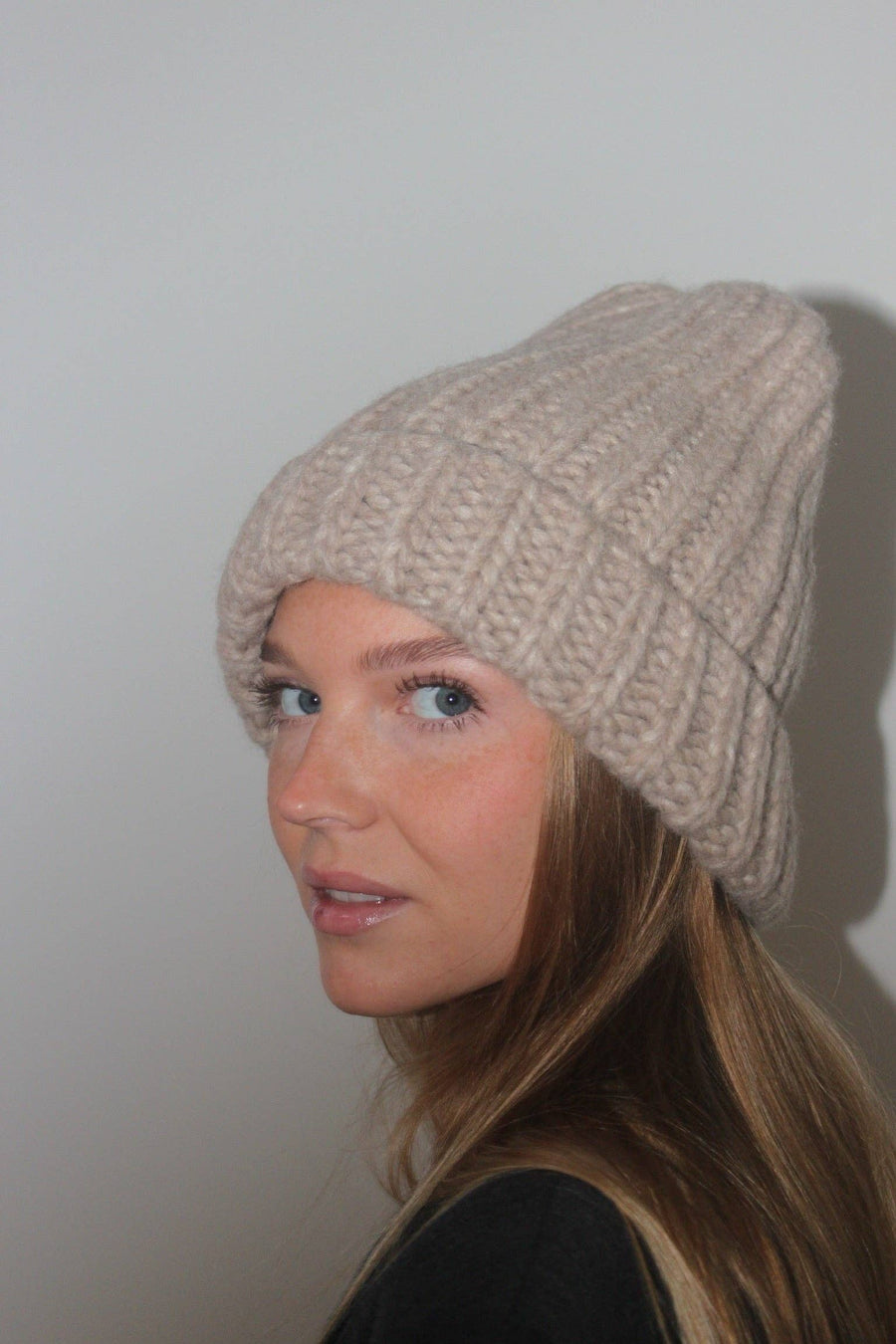 Frankie Knitted Alpaca Hat: Stone