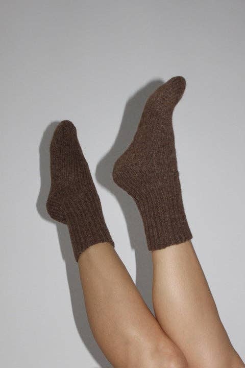 Danny Knitted Alpaca Socks: Oat / 3