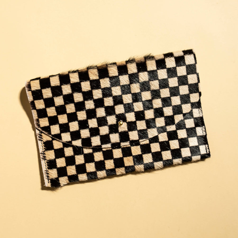 Envelope Pouch - Tan Checkered Hair on Hide