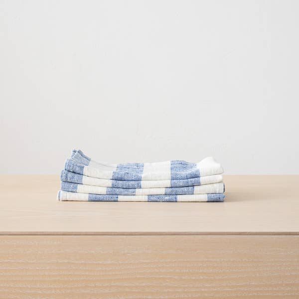 Linen Napkin Off White Blue Philippe (Set of 4)