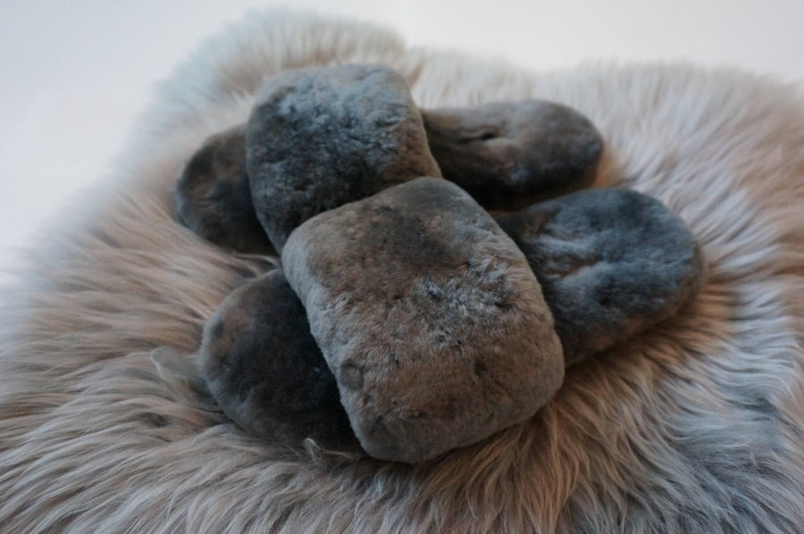 Australian Sheepskin Fluffy Slipper - Gray: 7 -7.5