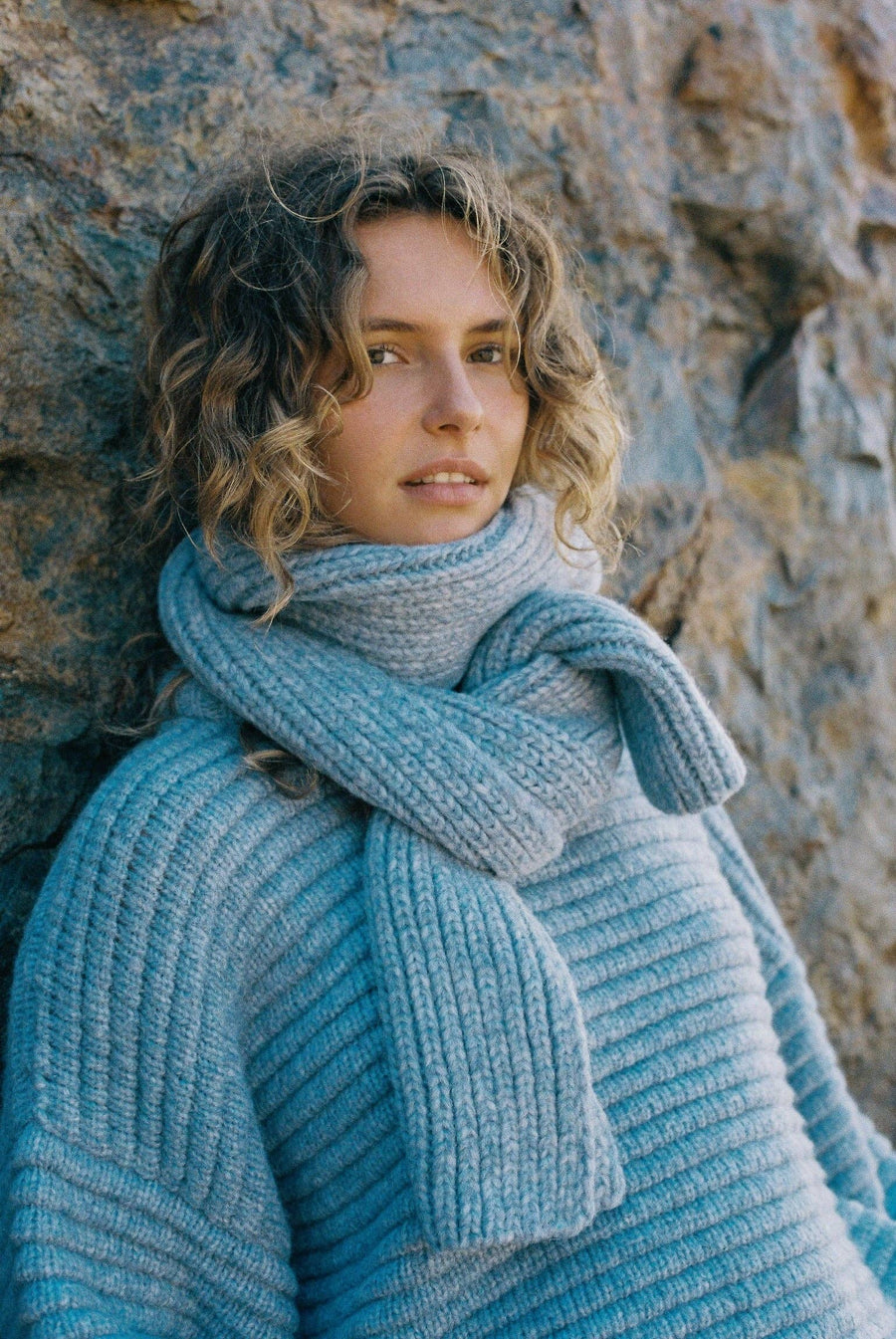 CeCe Knitted Alpaca Scarf: Ivory