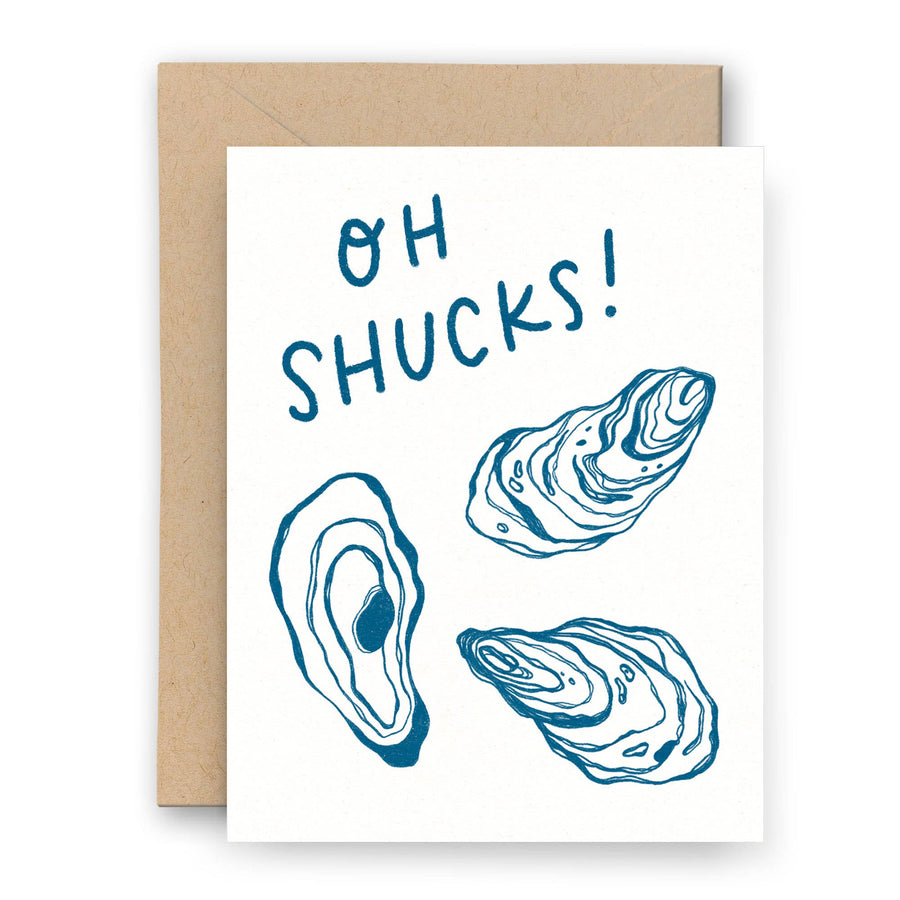 Oh Shucks! Oyster Shell Letterpress Card