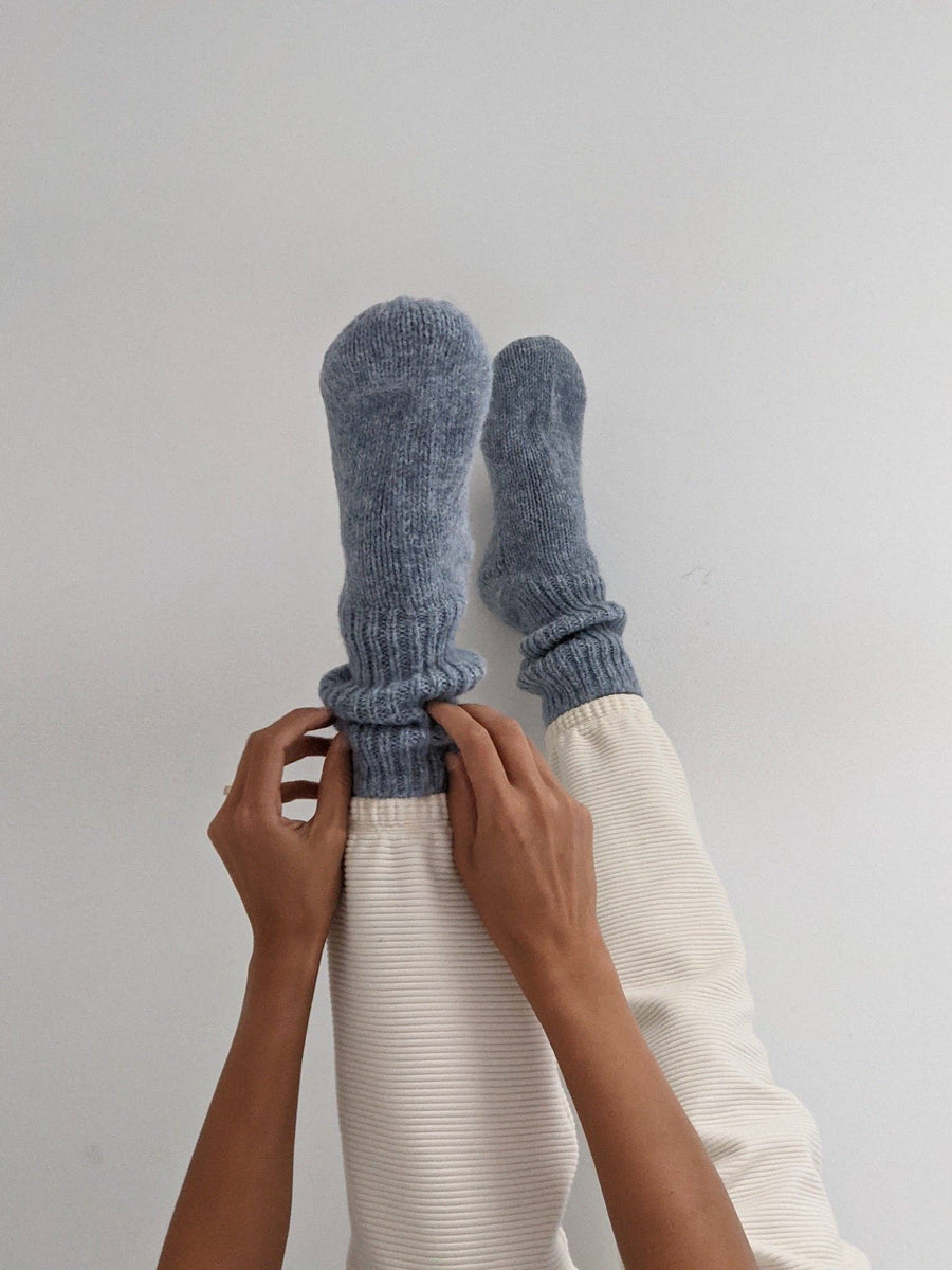 Danny Knitted Alpaca Socks: Oat / 2