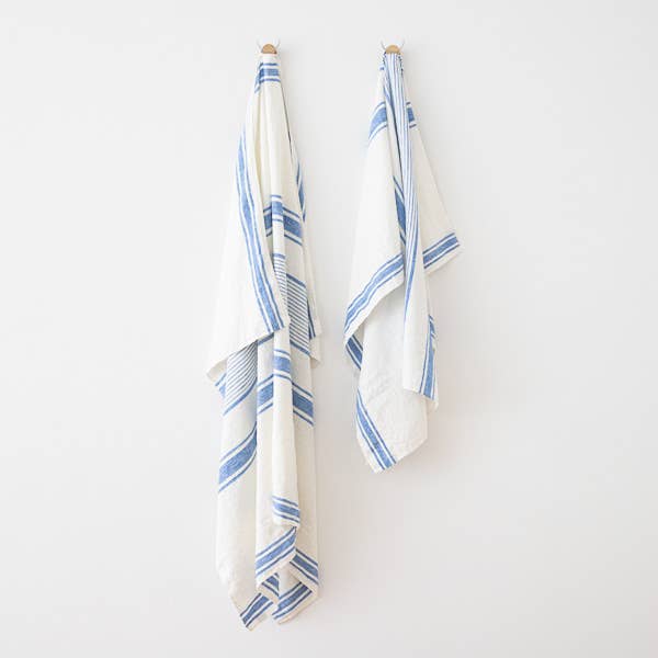 Linen Beach Towel Blue Tuscany: 39 x 53