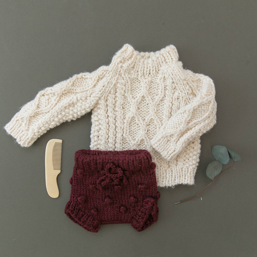 Fisherman Sweater, Cream Baby Kids Clothing Apparel Winter