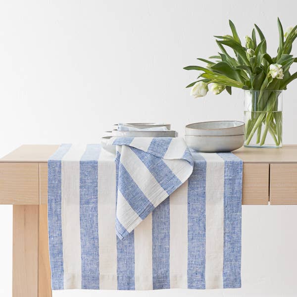 Linen Napkin Off White Blue Philippe (Set of 4)