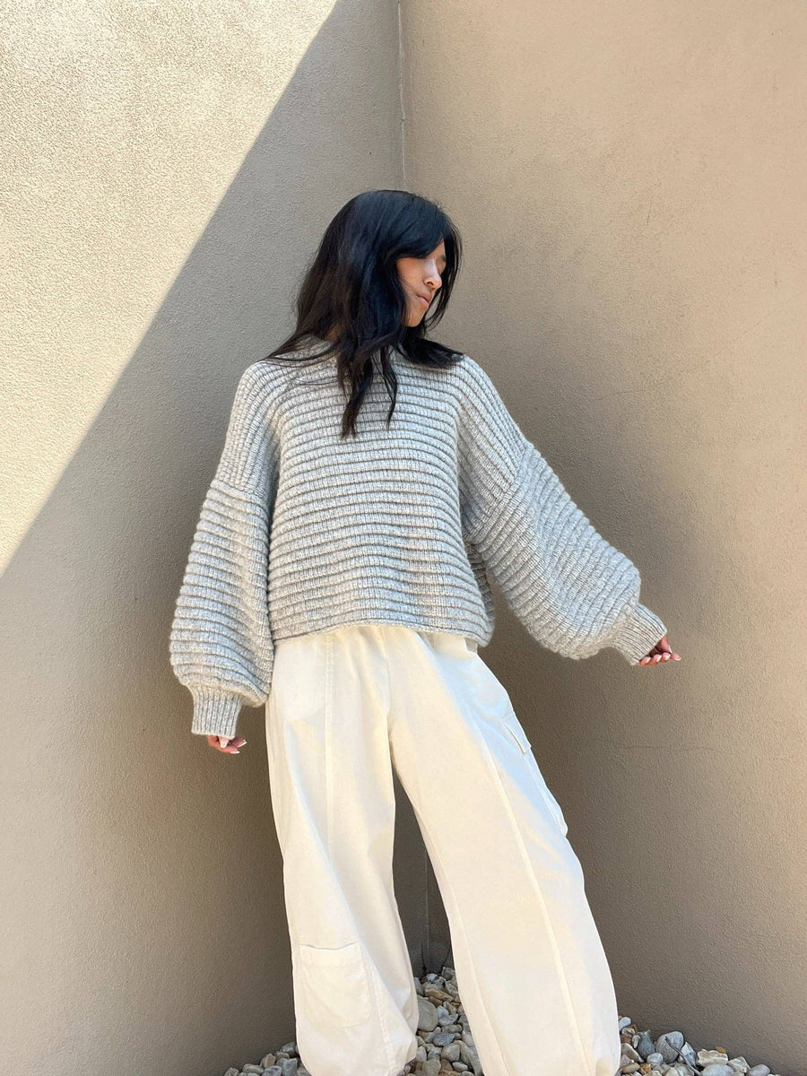 Romy Knitted Alpaca Balloon Sleeve Sweater: Ivory / O/S