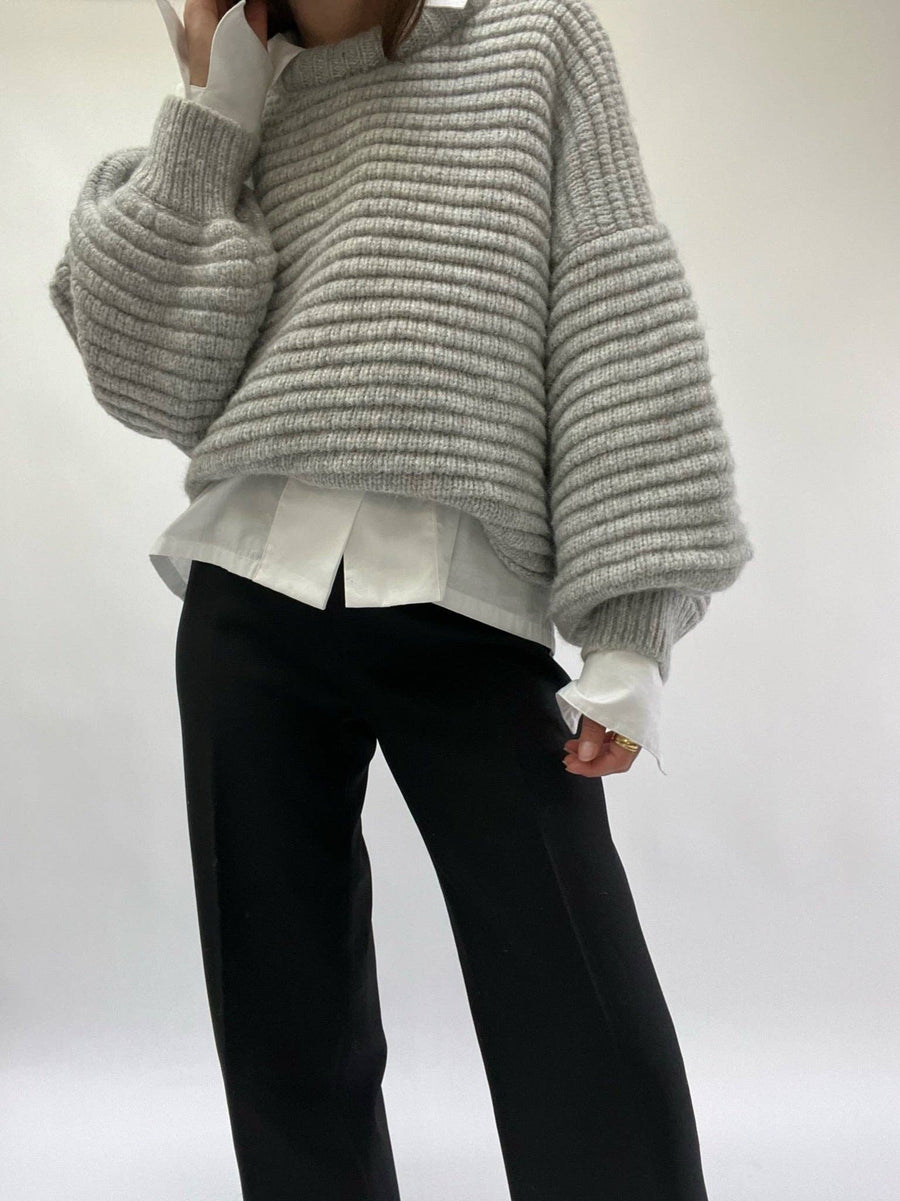 Romy Knitted Alpaca Balloon Sleeve Sweater: Oat / O/S