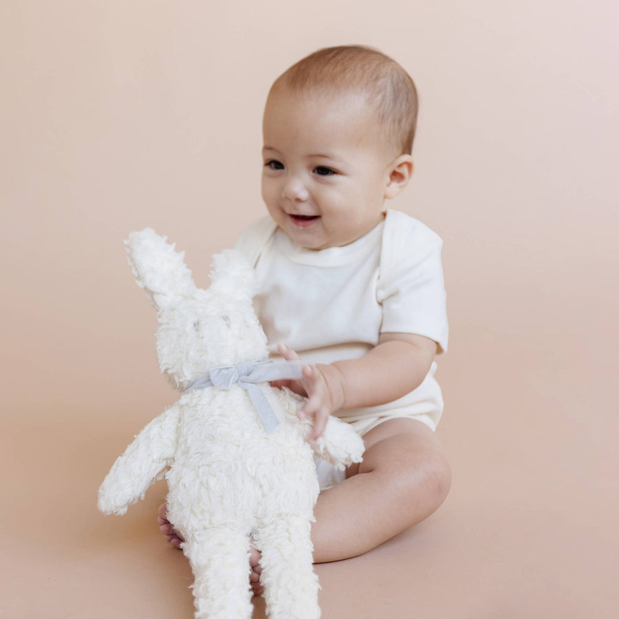 Plush Bunny Grey Bow Doll Baby Sherpa Organic Cotton Spring