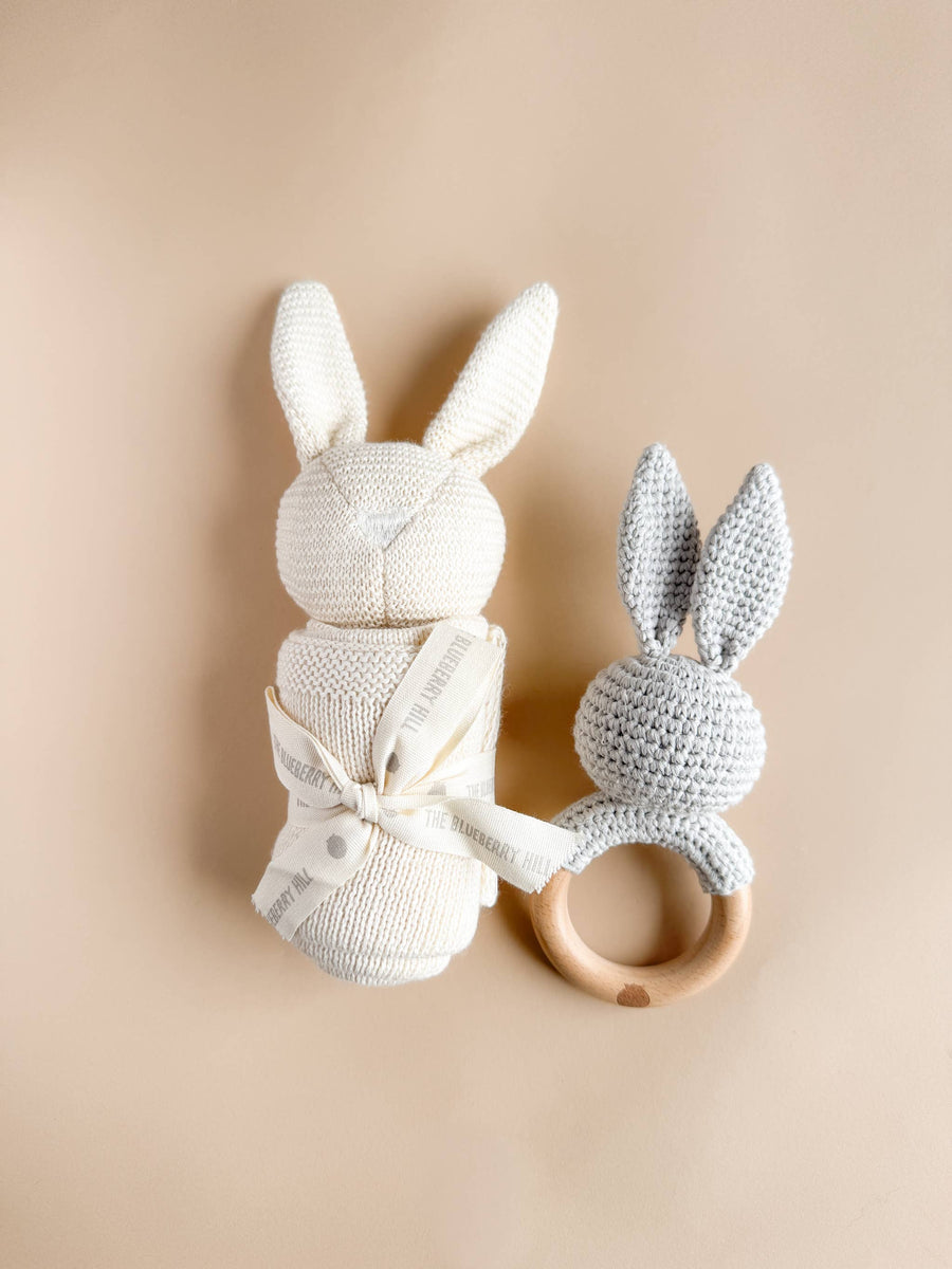 Lovey Bunny Cream Baby Gift Blanket Toy Spring Cuddle Cloth