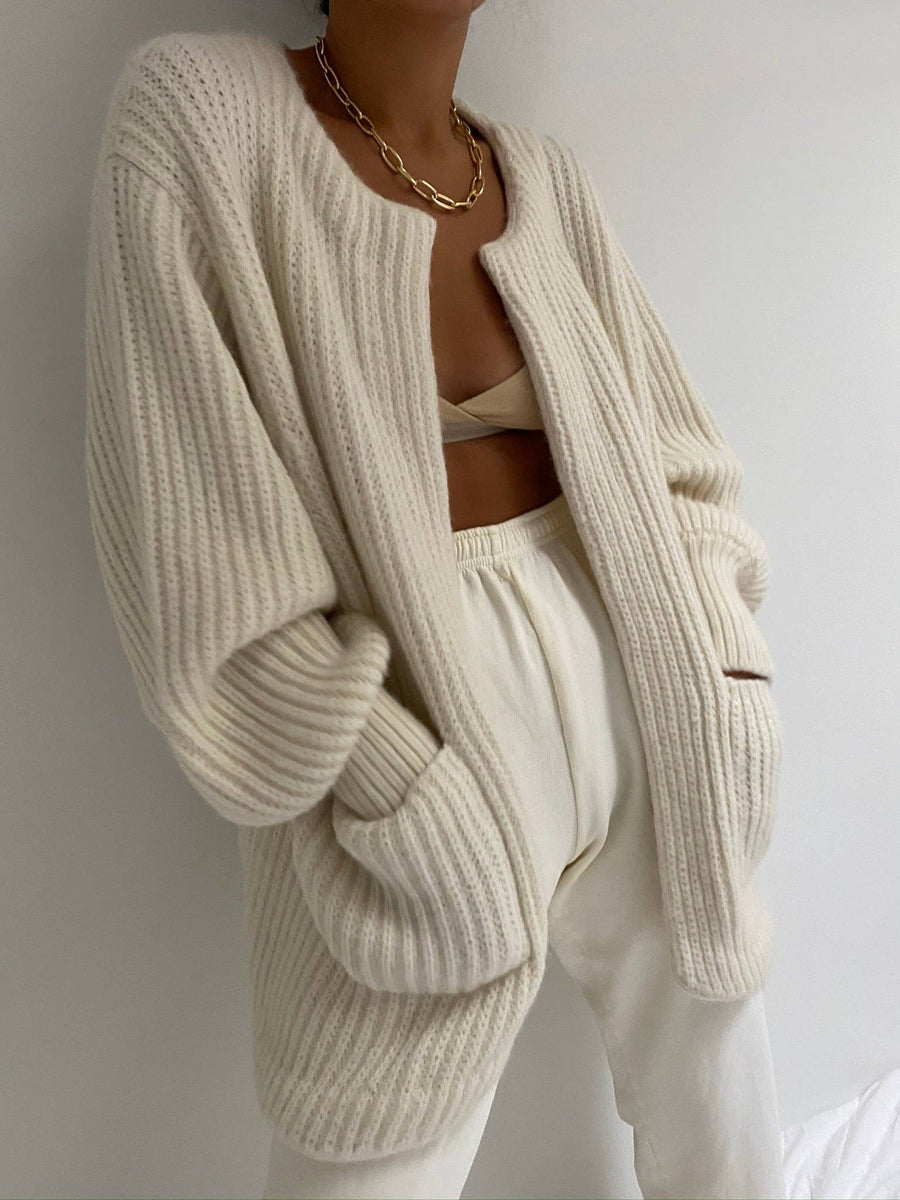 Dylan Knitted Alpaca Coat: Oat / O/S