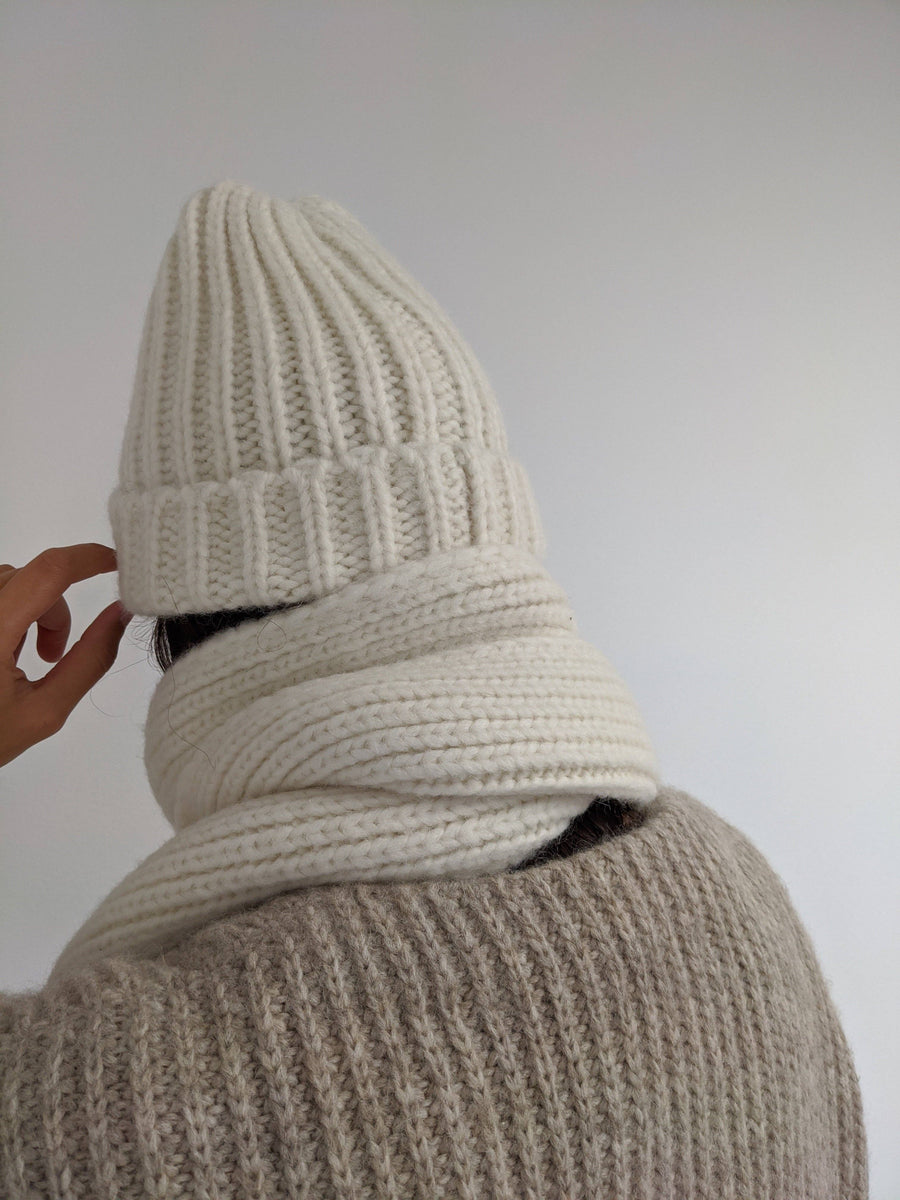 Frankie Knitted Alpaca Hat: Ivory