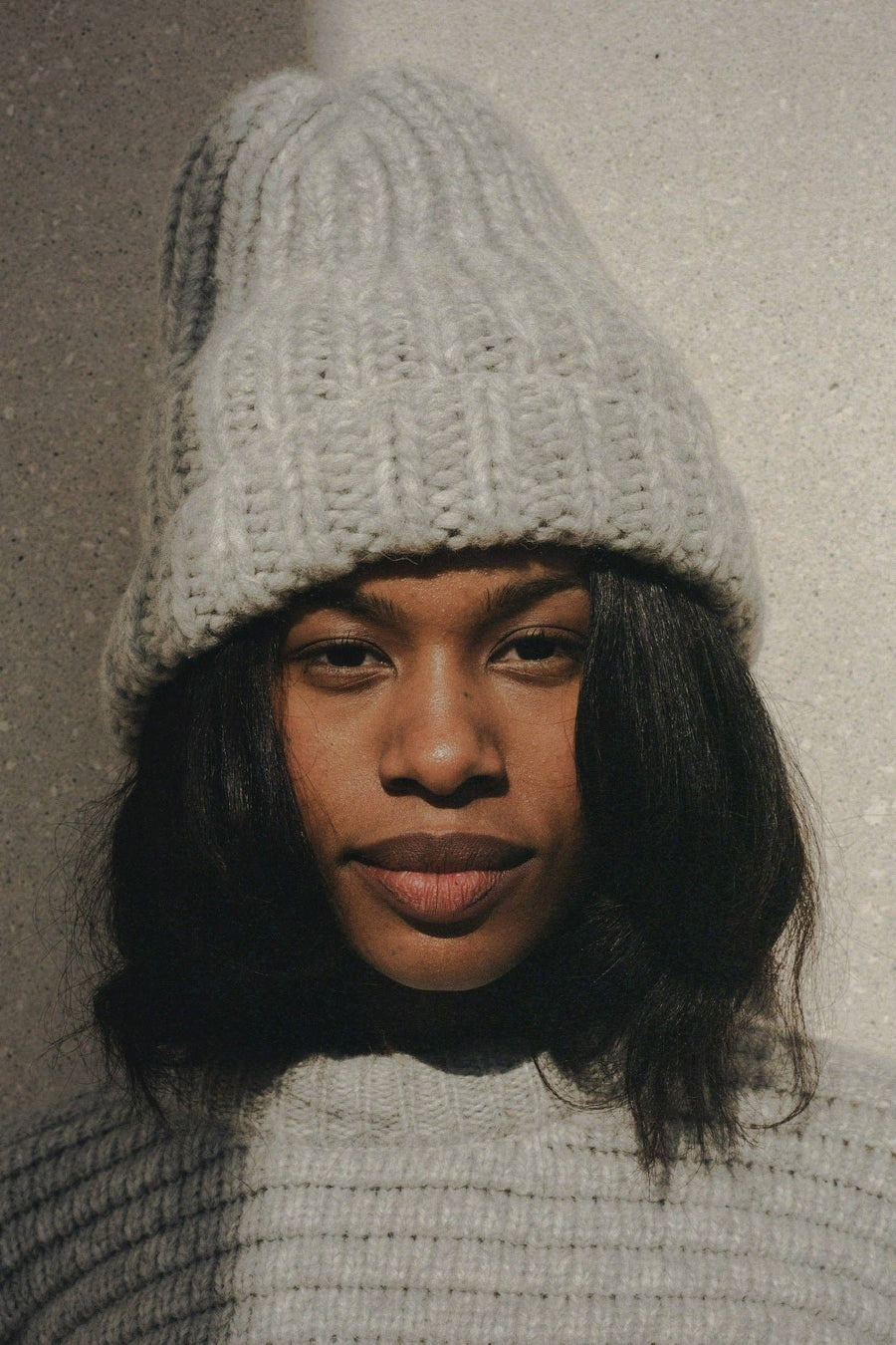 Frankie Knitted Alpaca Hat: Stone