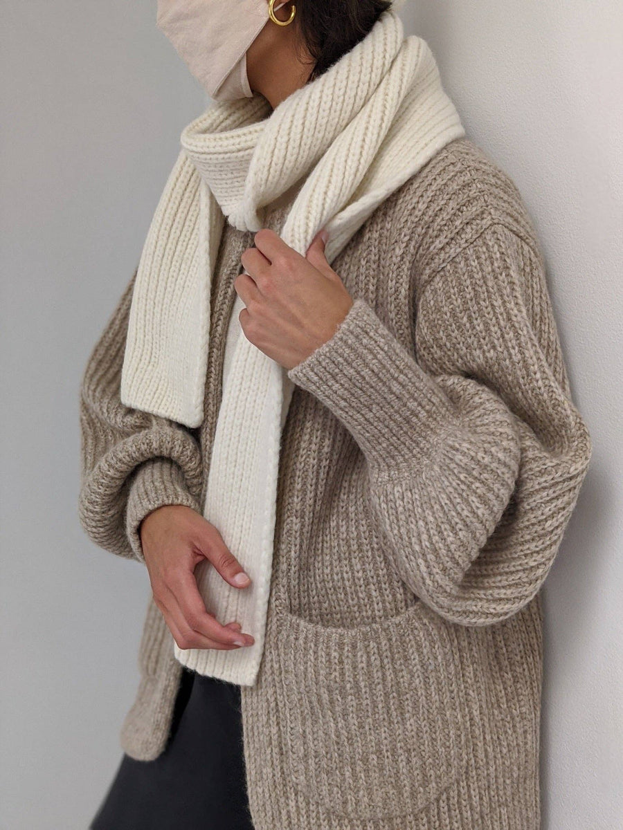 CeCe Knitted Alpaca Scarf: Ivory