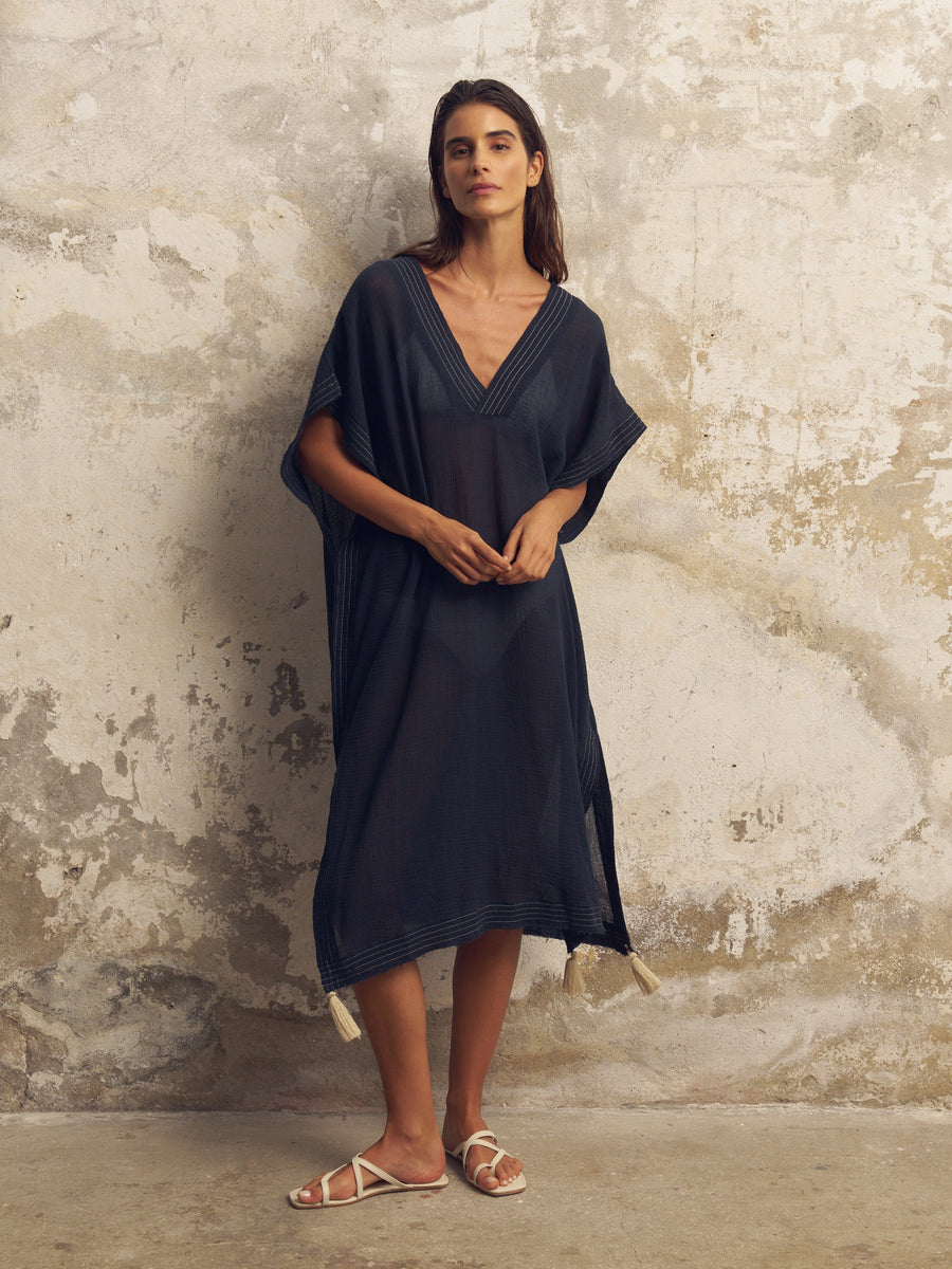 Ela Kaftan Dress / Navy