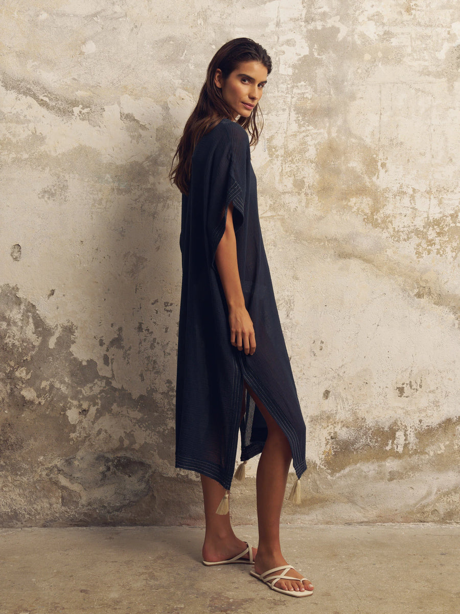 Ela Kaftan Dress / Navy