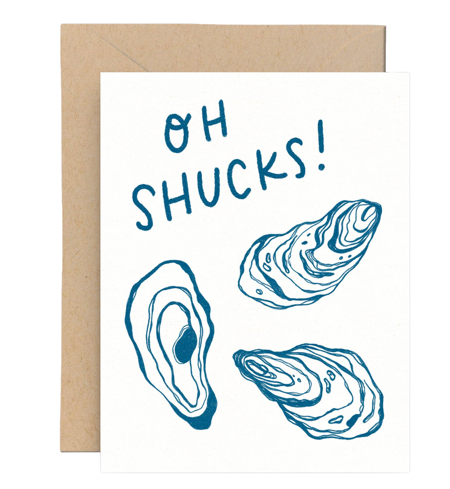 Oh Shucks! Oyster Shell Letterpress Card