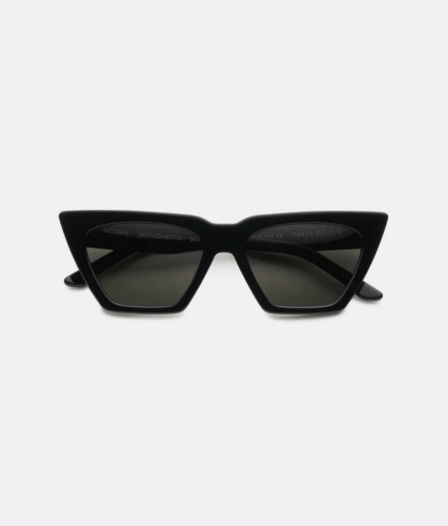 Modan Midnight Angular Black Cat-Eye Sunglasses