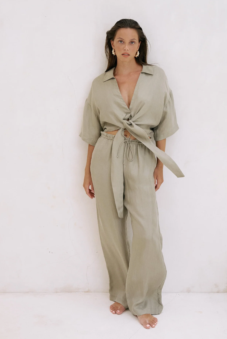 Lucid Flow Tie Pants - Sand