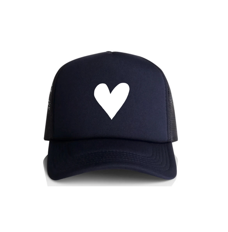 Heart Trucker Hat Navy