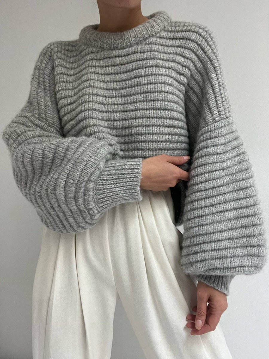 Romy Knitted Alpaca Balloon Sleeve Sweater: Ivory / O/S