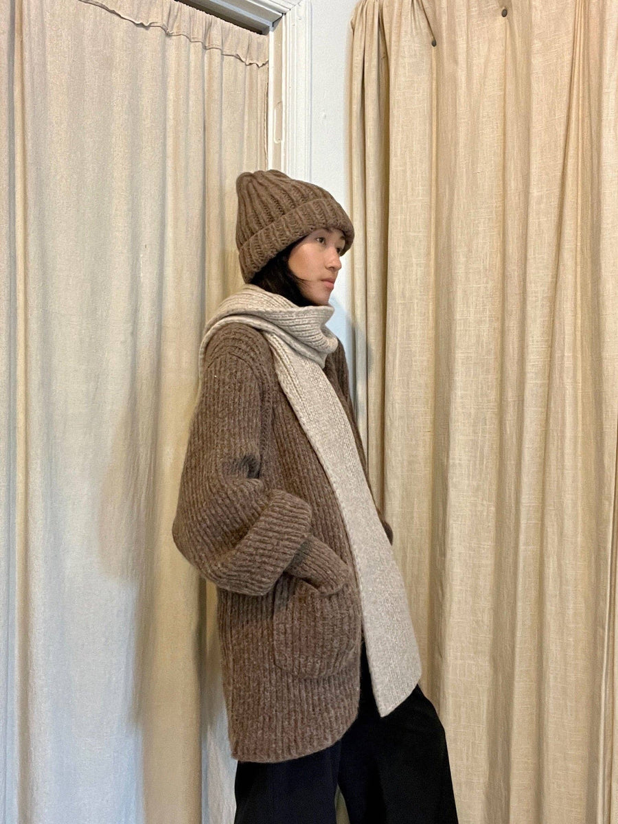 Dylan Knitted Alpaca Coat: Ivory / O/S