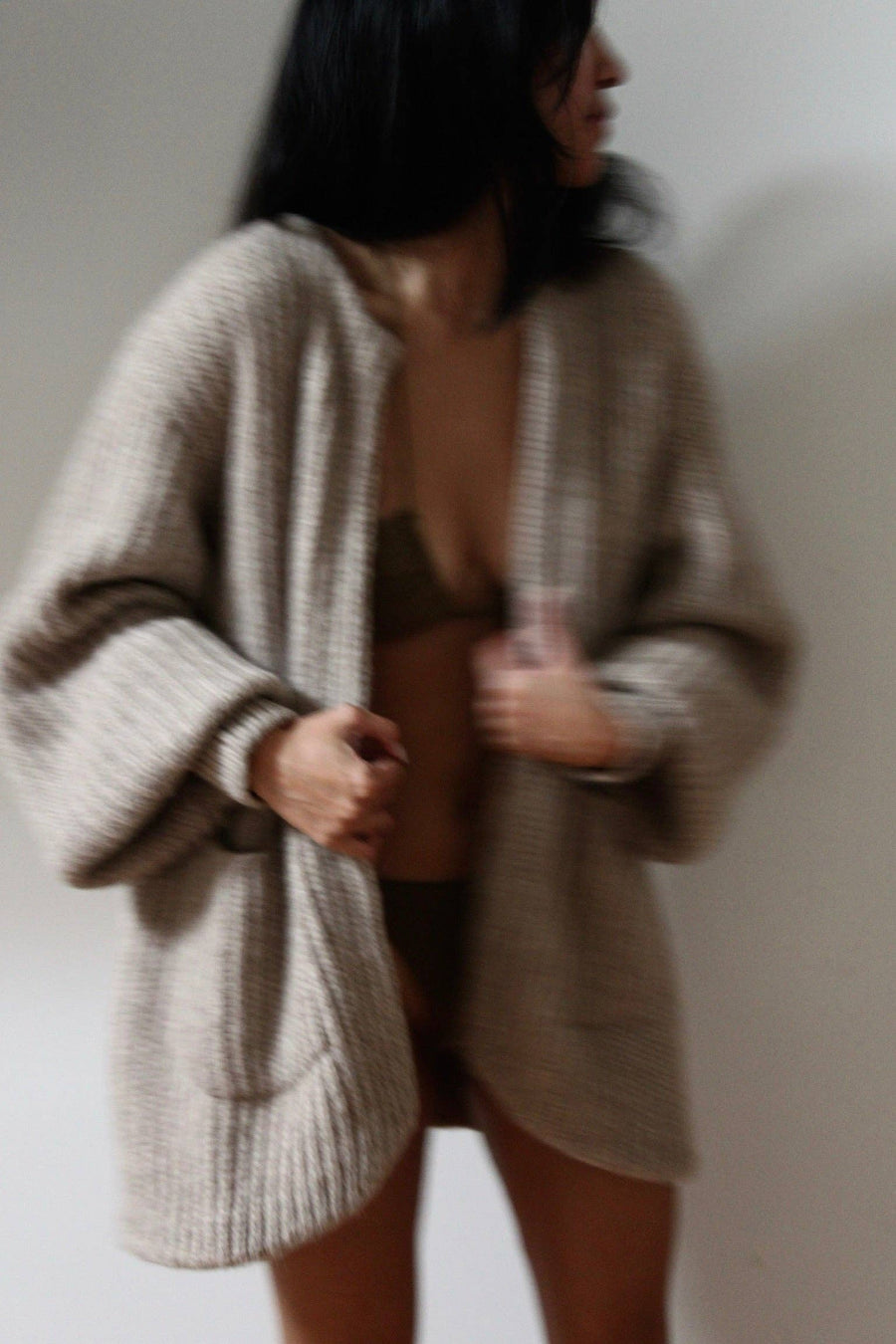 Dylan Knitted Alpaca Coat: Oat / O/S