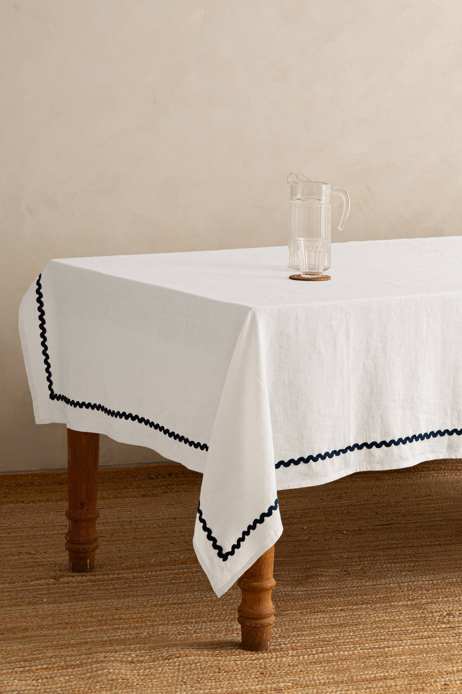 Blue Lace Linen Tablecloth