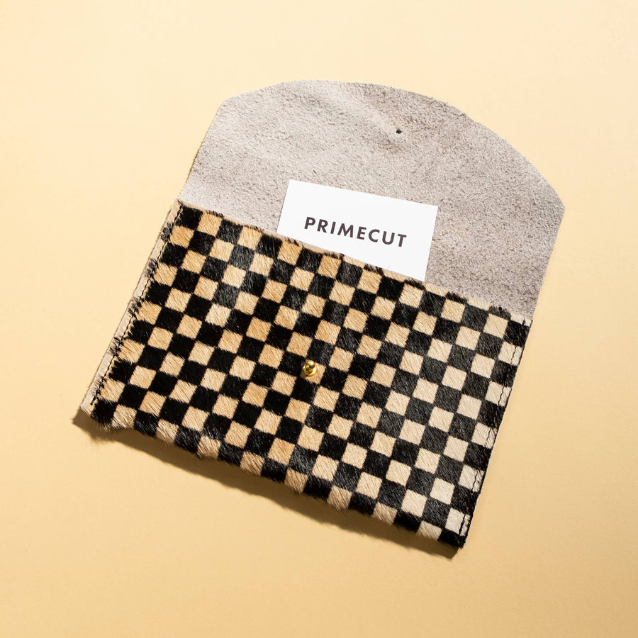 Envelope Pouch - Tan Checkered Hair on Hide