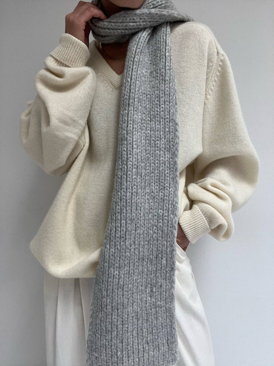 CeCe Knitted Alpaca Scarf: Ivory