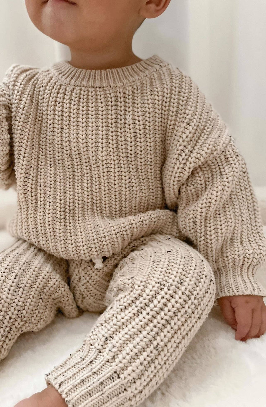 ‘Oat Fleck’ Chunky Sweater: 0/6 month