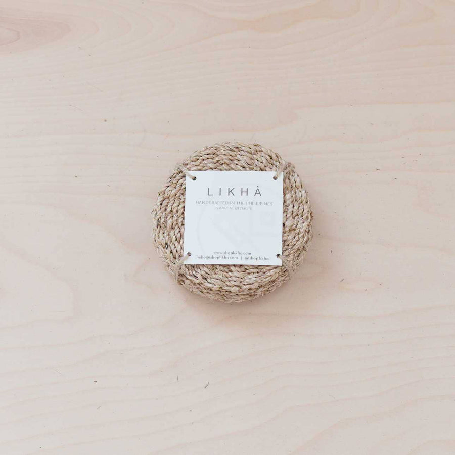 Natural Round Abaca Coasters, Set of 4