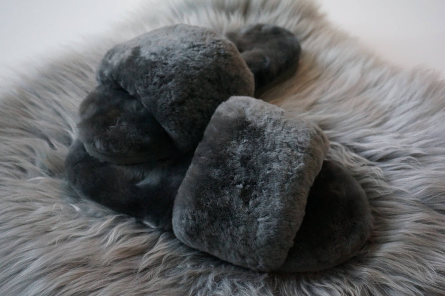 Australian Sheepskin Fluffy Slipper - Gray: 8 - 8.5