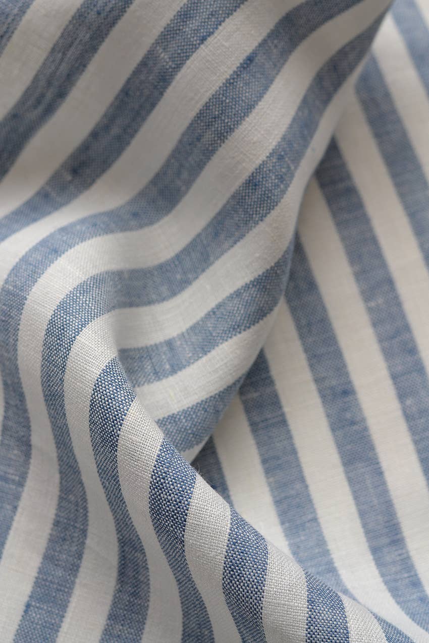 Lagoon Tea Towel White with Navy Stripes