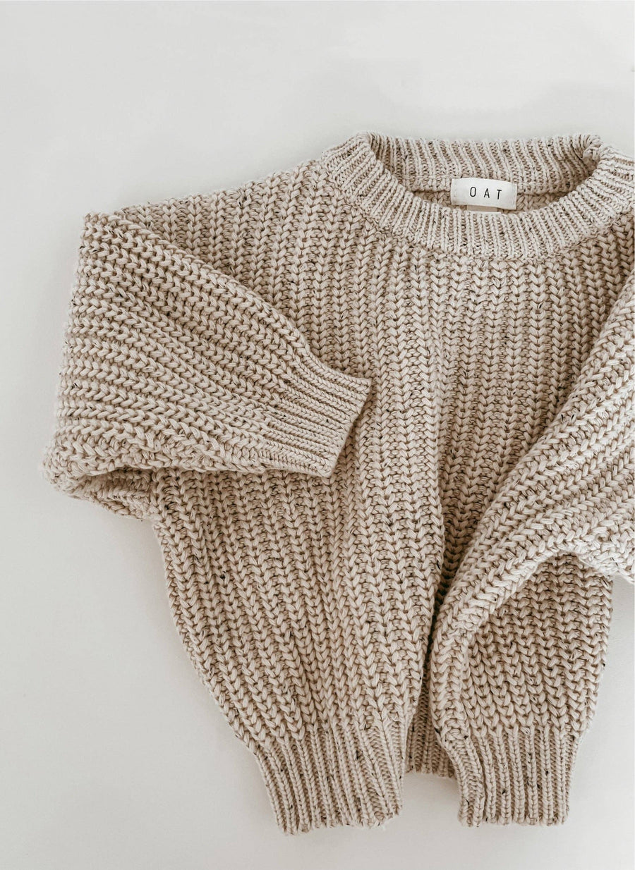 ‘Oat Fleck’ Chunky Sweater: 0/6 month