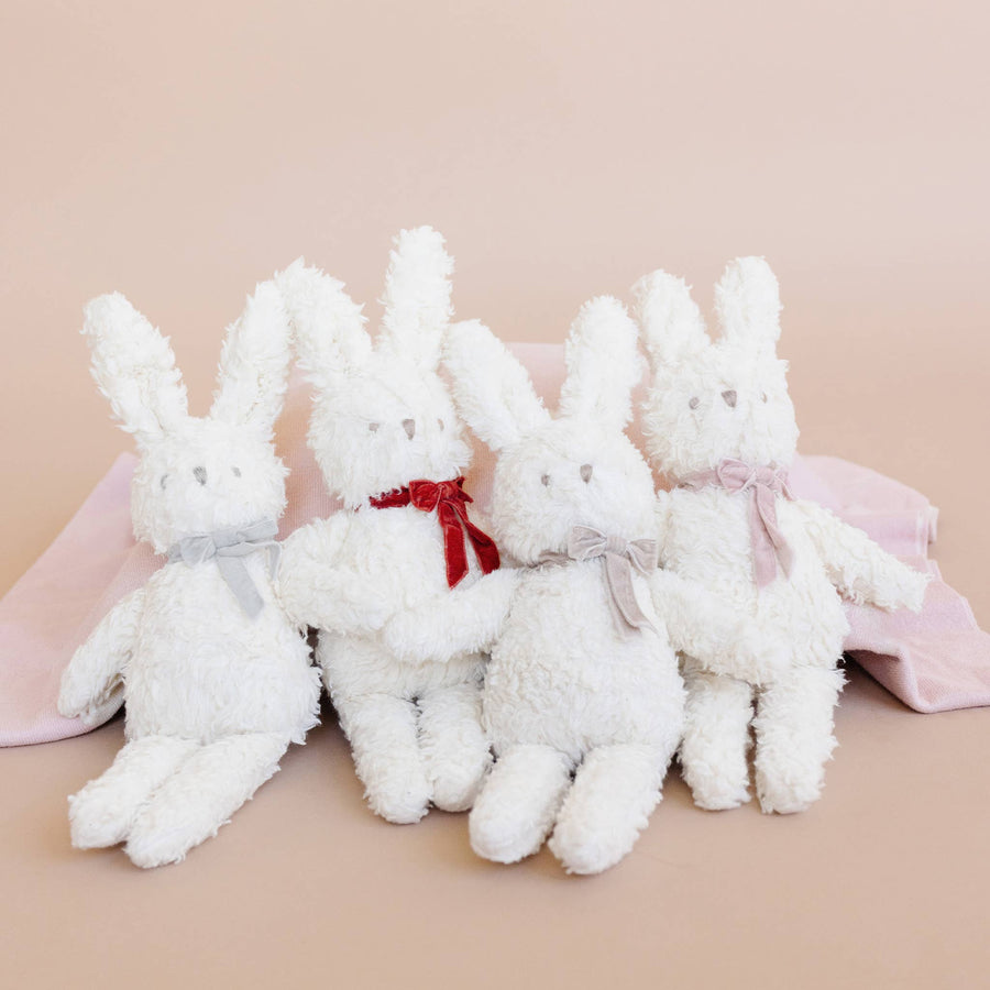 Plush Bunny Grey Bow Doll Baby Sherpa Organic Cotton Spring
