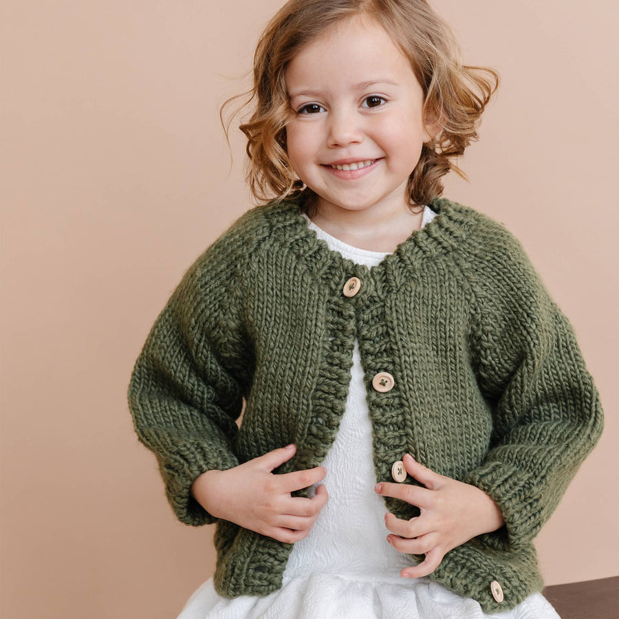 Classic Cardigan, Olive | Baby & Kids Winter Sweater: XS; 6-12m