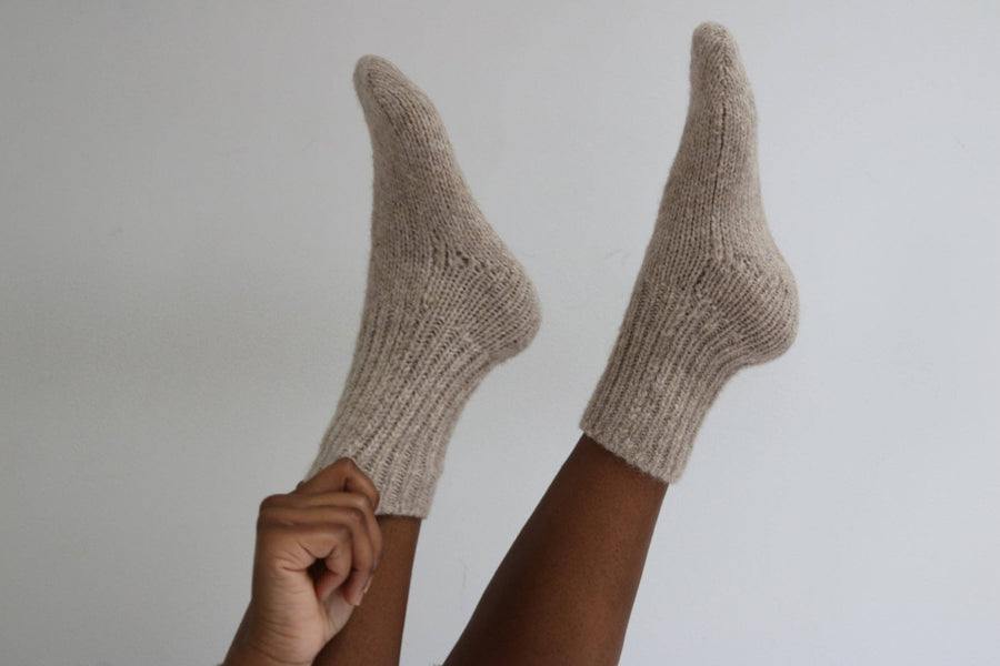 Danny Knitted Alpaca Socks: Oat / 2