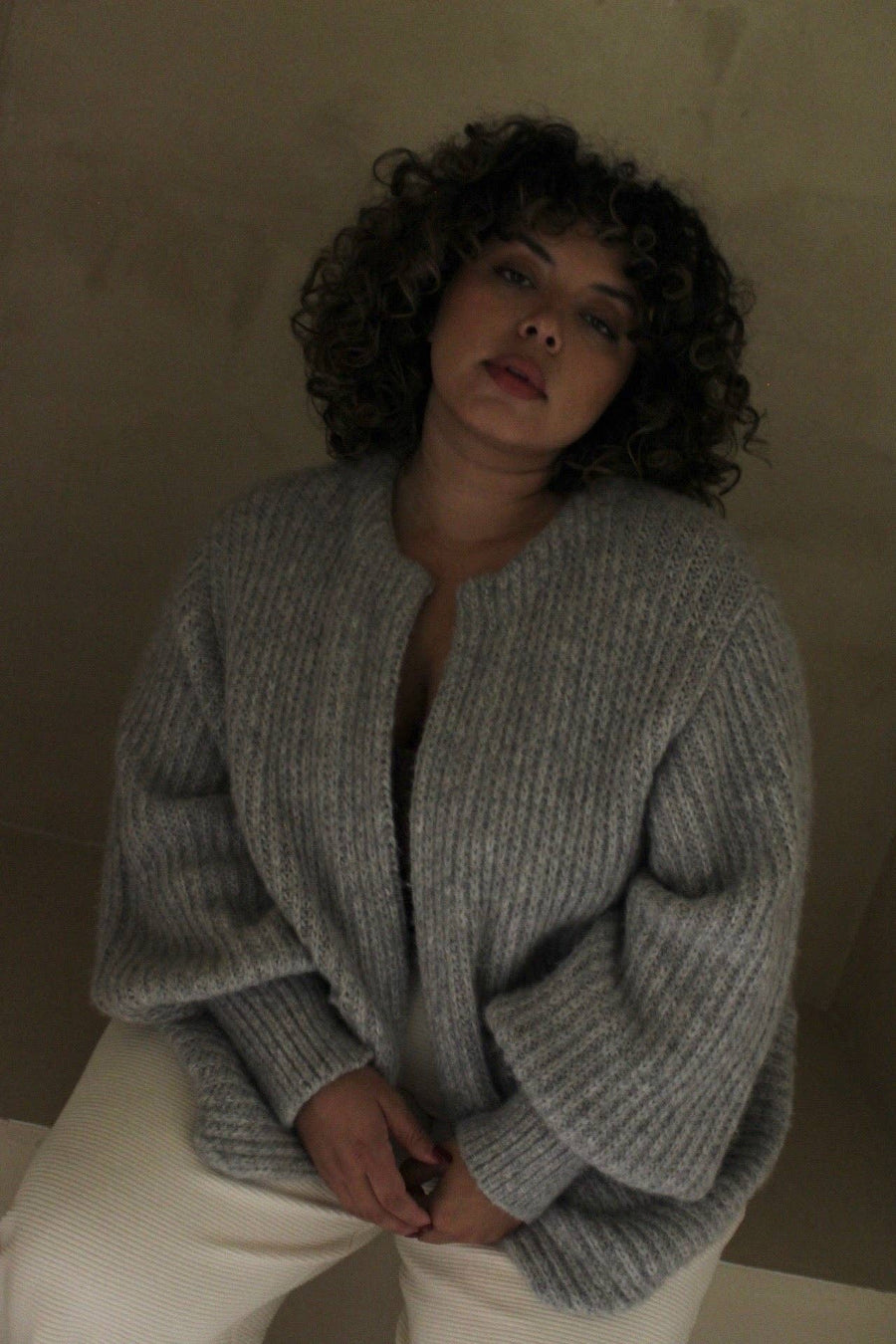 Dylan Knitted Alpaca Coat: Oat / O/S