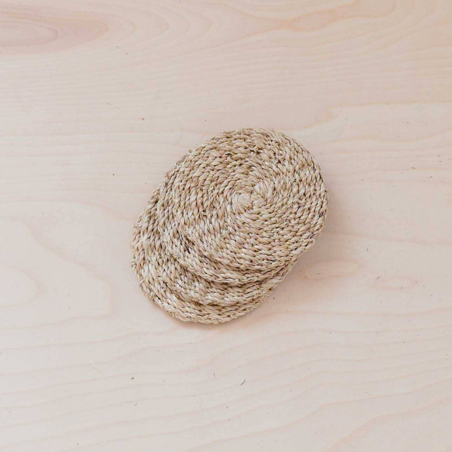 Natural Round Abaca Coasters, Set of 4