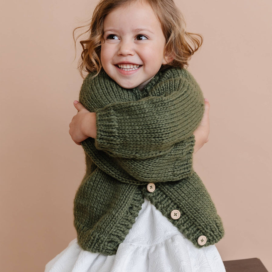 Classic Cardigan, Olive | Baby & Kids Winter Sweater: XS; 6-12m