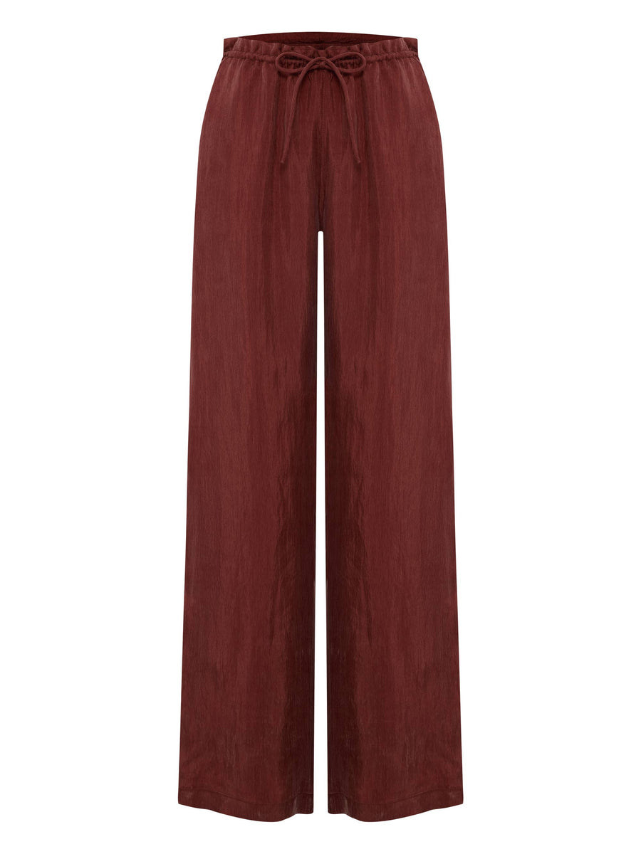 Lucid Flow Tie Pants - Burgundy