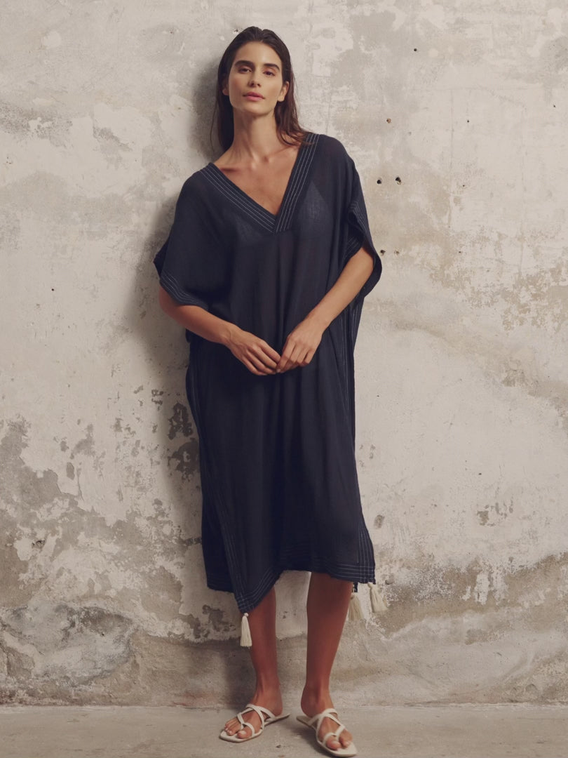 Ela Kaftan Dress / Navy