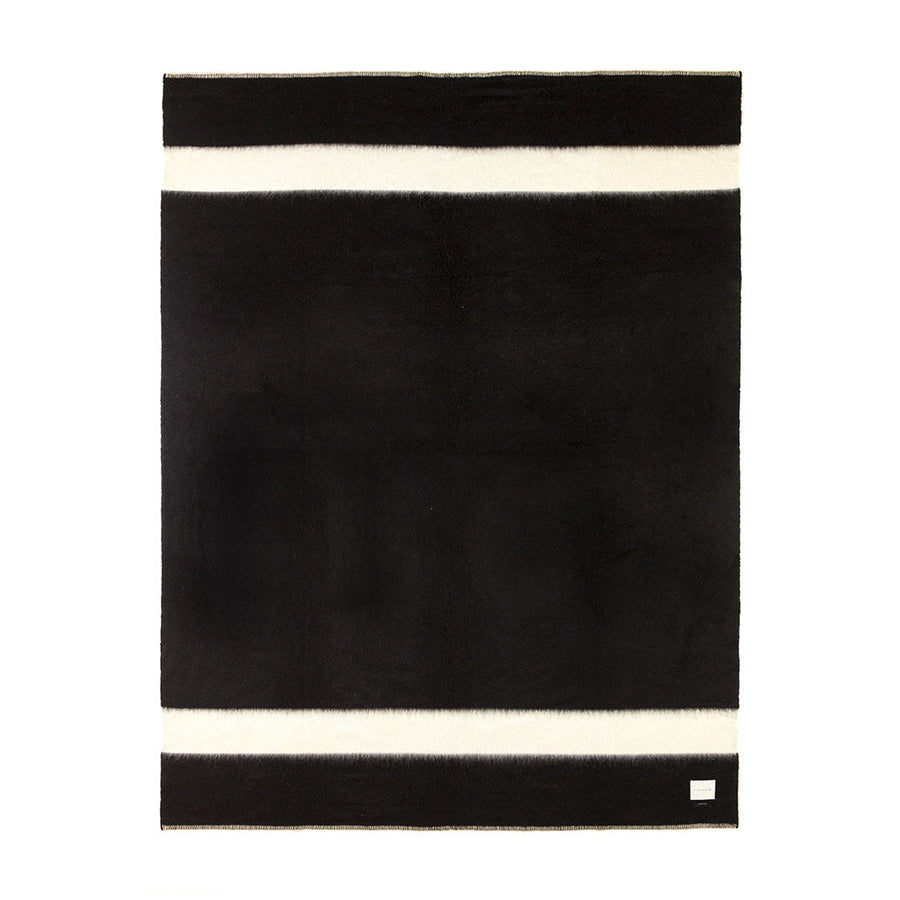 The Siempre Recycle Blanket, Black With Ivory Stripe